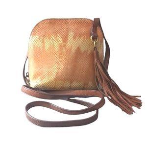 Hobo Nash Snake Embossed Gold and Yellow Crossbody Bag